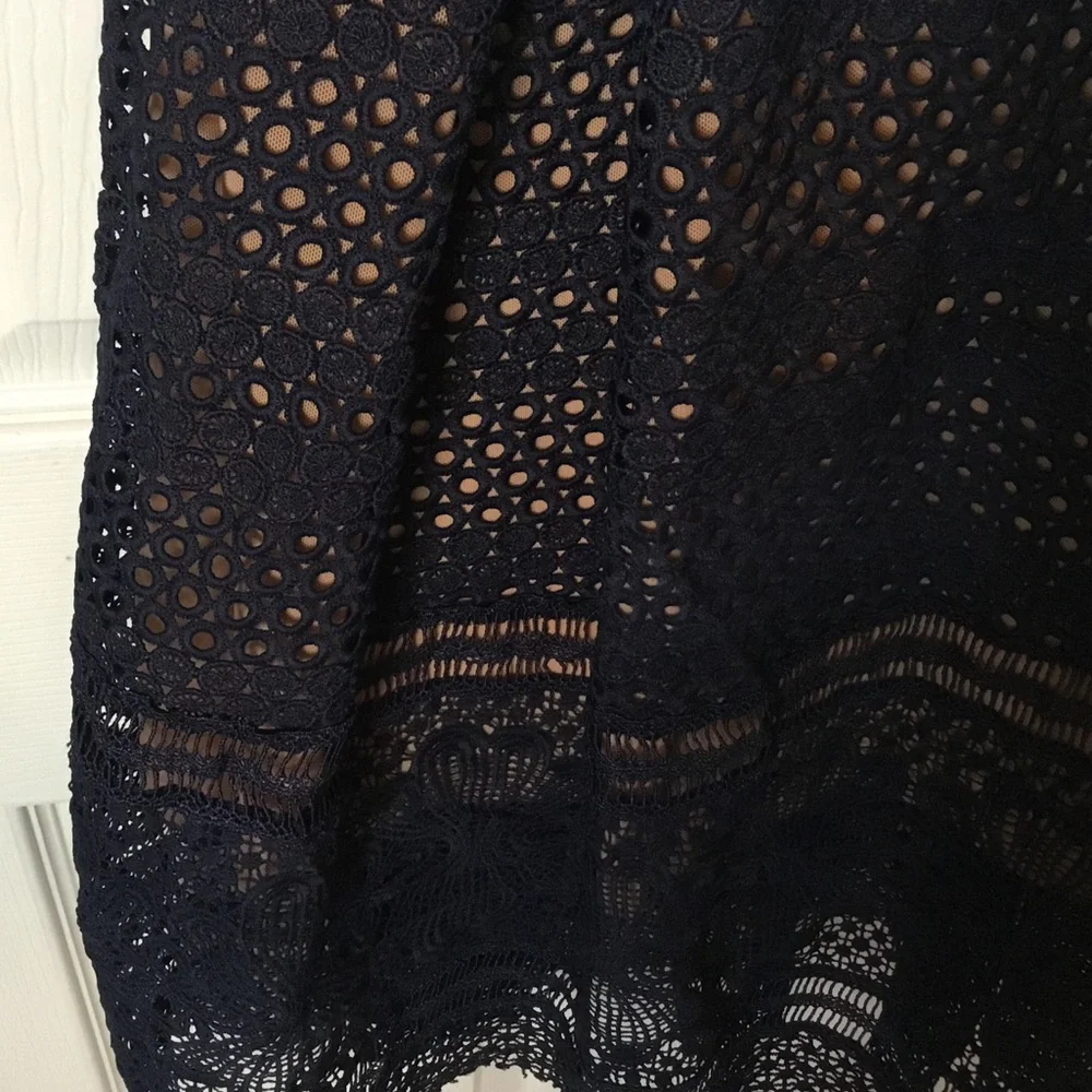 Few Moda NWT Ramona Navy Blue & Nude Lace & Mesh Party Dress - S